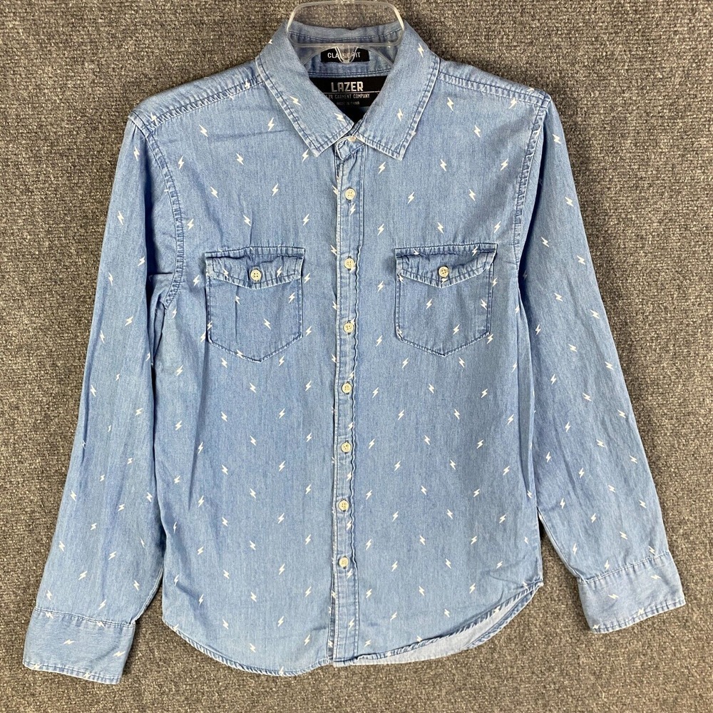 Lazer Button Up Shirt Men's Small Classic Fit Long Sleeve 100% Cotton S